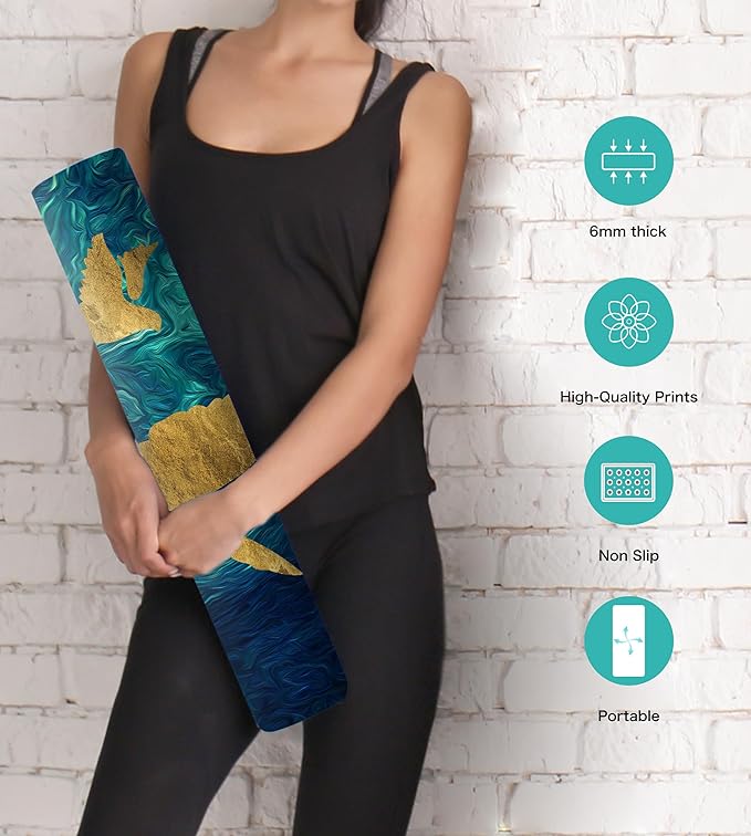 Non Slip Yoga Mat TPE Workout Mat for Men Women, Thick Workout Mat with Carrying Strap, Fitness Mats for Exercise, Yoga, Fitness, Pilates, Floor Workouts (72" x 24" x 6mm)