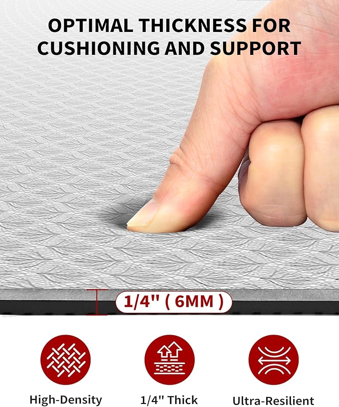 CAMBIVO Large Yoga Mat (6'x 4'), Extra Wide Workout Mat for Men and Women, Yoga Mat Thick 1/3 &1/4 Exercise Mats for Home Workout, Yoga, Pilates (Black,1/4 inch)