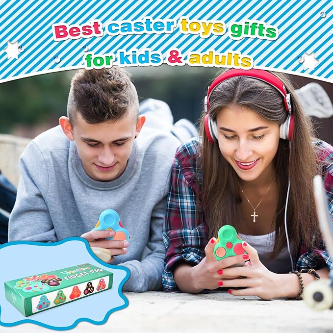 Fidget Toys for Adults,3PCS Fidget Pad Easter Basket Stuffers for Boys Girls,Sensory Toys Stress Relief Cube Clicker Controller,ADHD Autism Fidget Spinner for Office Desk Travel Games