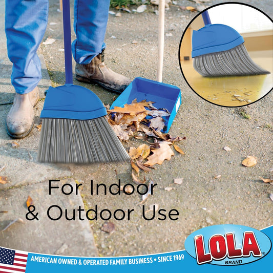 Angle Broom, Indoor, 13" W, Large Style - Made w/Recycled Soda Bottle Bristles & Aluminum, has Swivel Hang Cap for Storage, by LOLA, 1 Pack