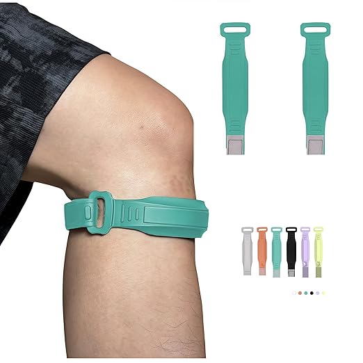 Sports Silicone Patellar Tendon Support Strap: Adjustable 2pcs Knee Brace or Pain Relief & Knee Band Stabilizer for Tendonitis Jumpers Running Sports Basketball Women (Green)