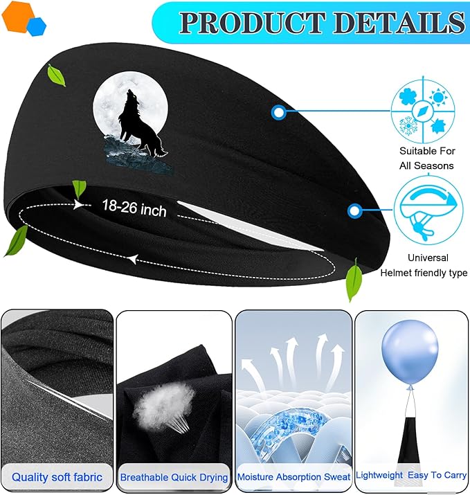 Headbands for Men Women 3pcs Sports Sweat Bands Headbands Men Sweatbands Workout Running Headband for Mens