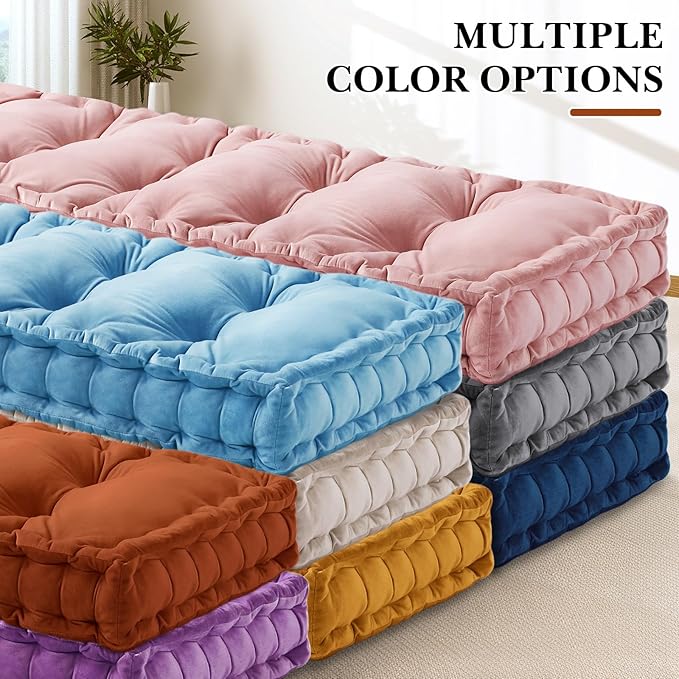 Bench Cushions for Indoor Furniture 42x16 in Velvet Kitchen Dining Piano Window Seat Cushion, Tufted Patio Porch Swing Thicken Bench Pad Memory Foam(Cinnamon)