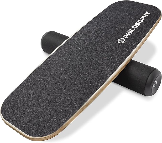 Philosophy Gym Balance Board - Wooden Balance Trainer with Adjustable Stoppers