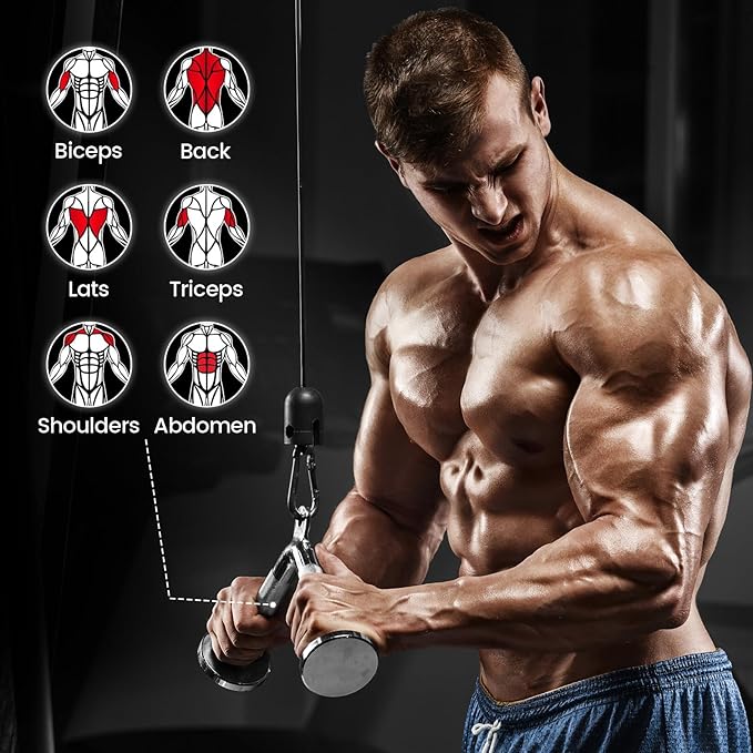 V-Shaped Bar Straight Rotating Bar Curl LAT Pull Down Bar D Handle Double D Row Handle LAT Pulldown Attachments Cable Machine Attachment for Home Gym