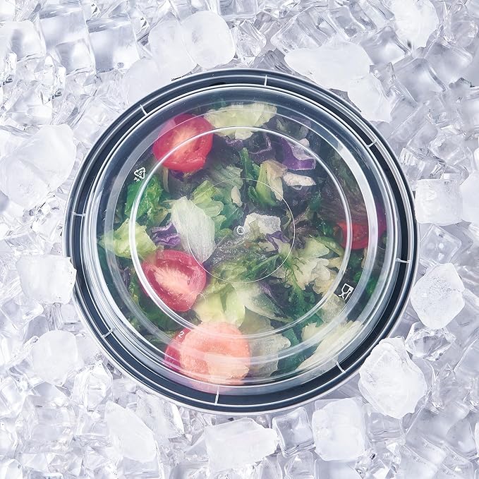 24 oz 150 ct Round Meal Prep Food Storage Containers with Lids To Go Plastic Lunch Plan Box Disposable Take Out Bowls Black BPA Free Durable Stackable Microwave Freezer Safe (Formerly FULING)