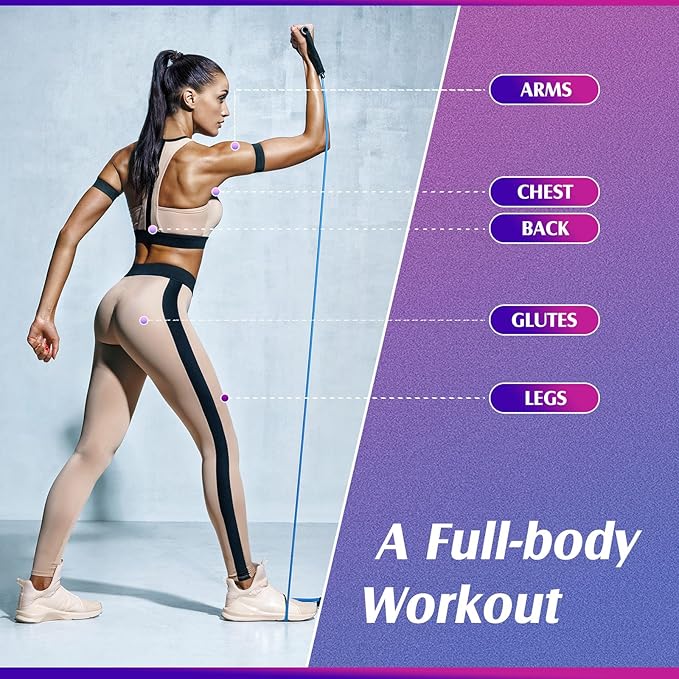 Shappy 10 Pcs Resistance Bands with Handles Exercise Stretch Bands for Exercise Woman Man Training Physical Therapy Workouts Fitness