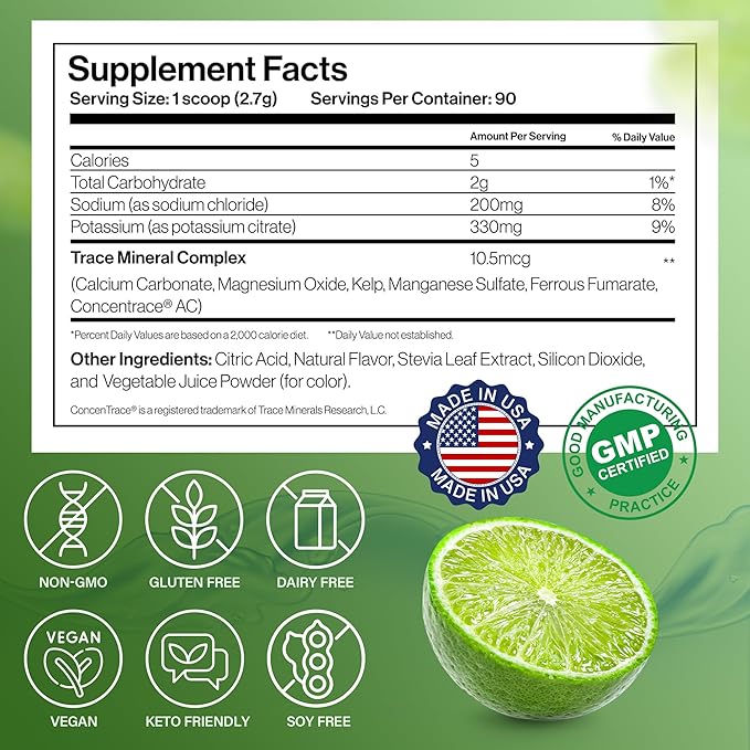 Dr. Price’s Electrolyte Mix | Sugar-Free Hydration Powder with 72+ Trace Minerals | No Sugar, Fast-Dissolving Electrolytes Powder Packets | Lemon-Lime, 90 Servings