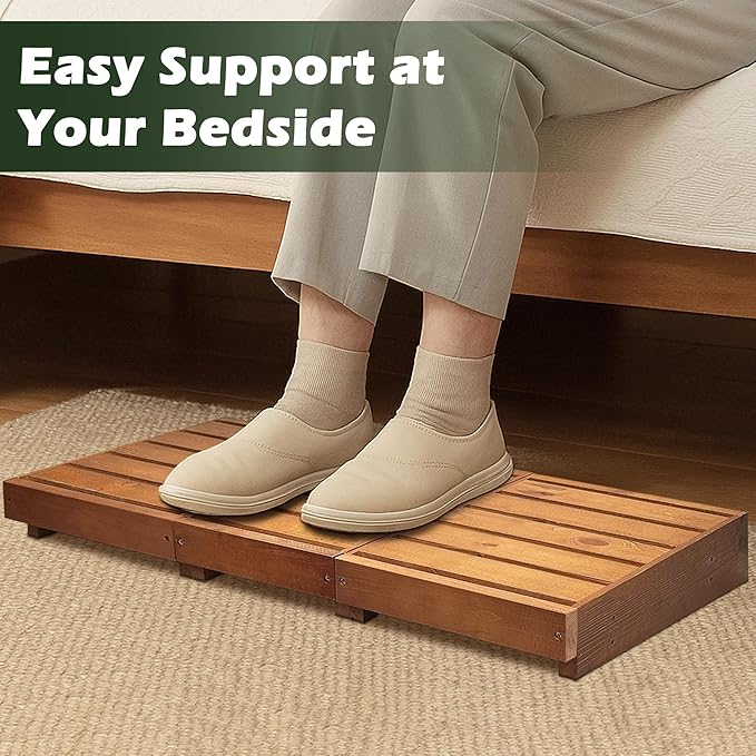 Outdoor Steps 3.5'' Height, Wooden Step Platform 35” Length, Step Stool with Non Slip Pads, Step Stools for Bed, Wooden Platform for Bathroom, Kitchen, Bed, Oak