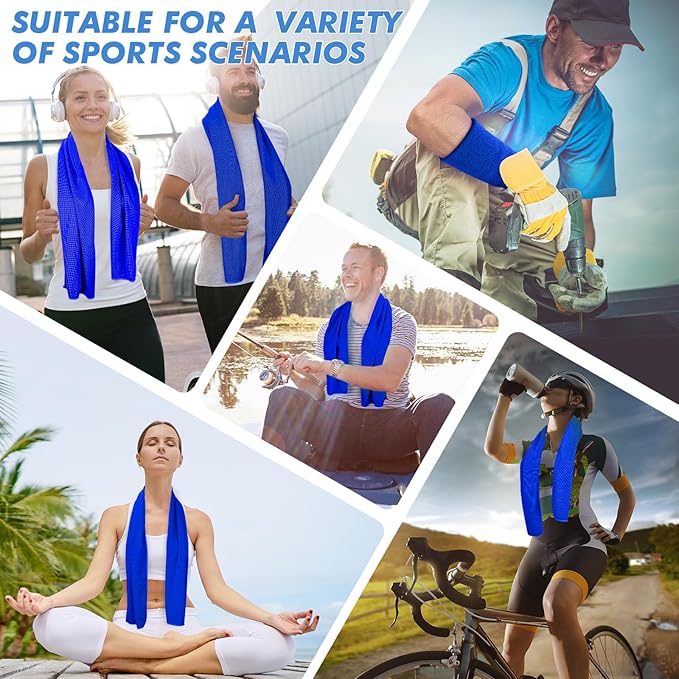 12 Pack Cooling Towels Bulk (47"x12") for Neck and Face, Ice Towel for Hot Weather, Soft Breathable Chilly Gym Towels, Microfiber Towel for Work Out, Yoga, Running, Camping & More Activities