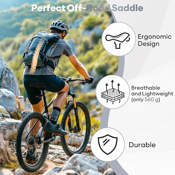New Gel Bike Seat for Men & Women, Mjkeomo Waterproof Bicycle Seat Breathable Mountain Bike Saddle Gel Bicycle Saddle for MTB, BMX, Road Bike, City Bikes, Exercise Bikes