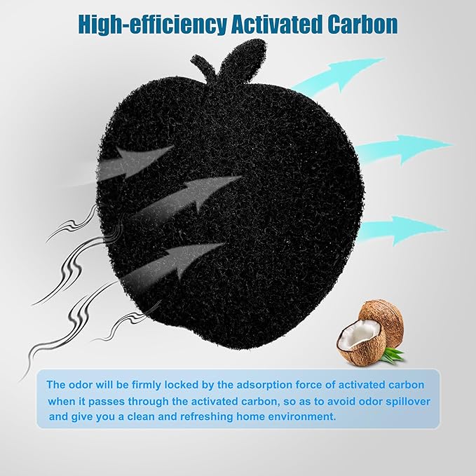 12-Pack Universal Trash Can Odor Absorbing Filters, Activated Charcoal Deodorizer for Trash Cans, Compost Buckets, Countertop and Recycle Bins (Apple)