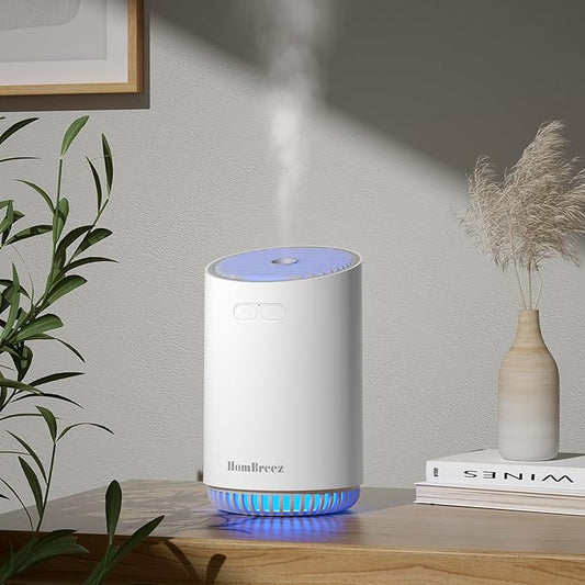 Portable Aromatherapy Diffuser 320ml, Rechargeable Essential Oil Diffuser with LED Light, Cool Mist Humidifier with 2 Mist Modes, Auto Shut-Off, Cordless Use for Home, Office, Bedroom - White