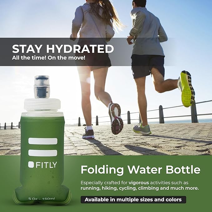 Soft Flask - Shrink As You Drink Soft Water Bottle for Hydration Pack - Folding Water Bottle Ideal for Running, Hiking, Cycling, Climbing & Rigorous Activity