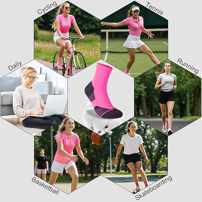 HUSO Compression Ankle Running Socks: Athletic Socks for Men Women with Cushion,Work Hiking Basketball Sport Socks 3 Pairs