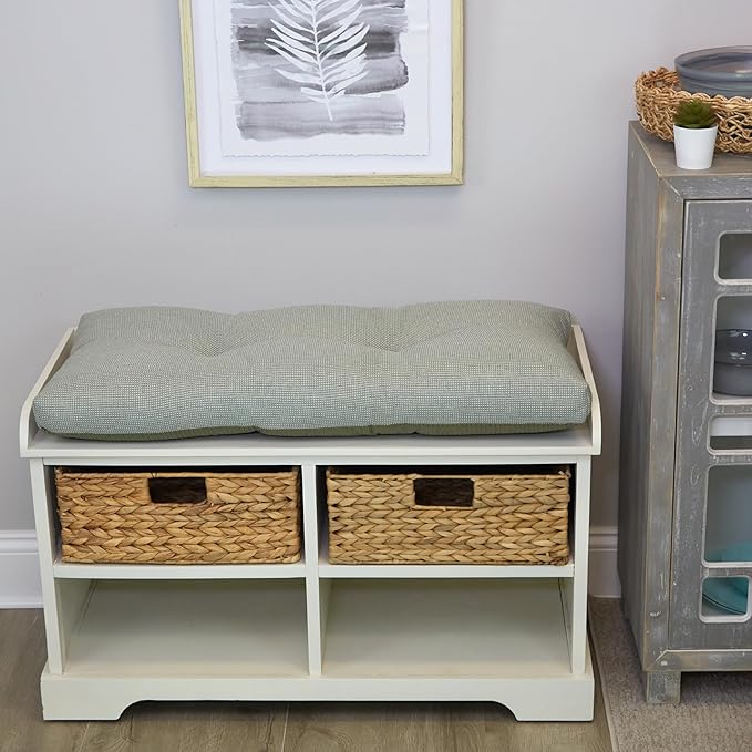 Klear Vu The Gripper Omega Non-Slip Tufted Bench Cushion for Indoor Furniture, Entryway Storage, Bay Window, Corner Nook or Piano Seat, 30 Inches, 12 Spa