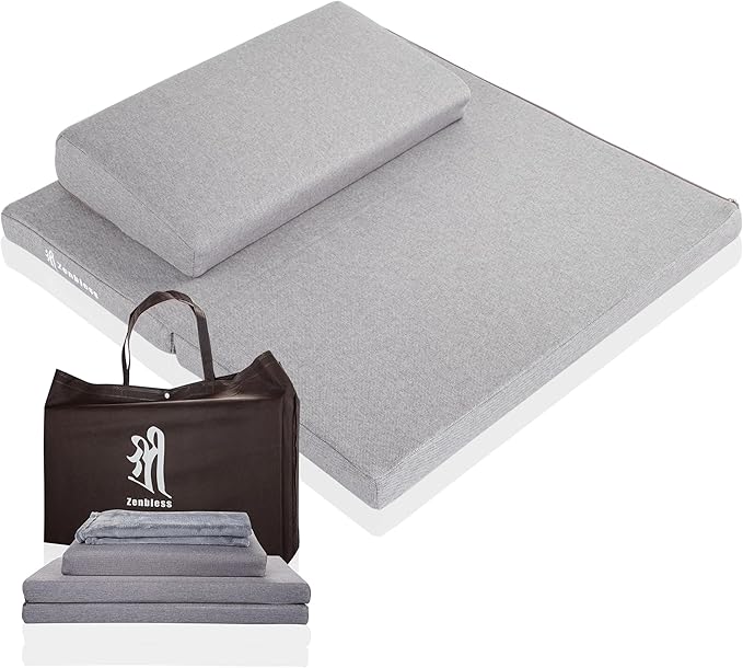 ZenBless Zafu and Zabuton Meditation Cushion Set,Yoga Meditation Floor Pillow,Large Square Meditation Mat and Pillow Set for Sitting on Floor(23.6")