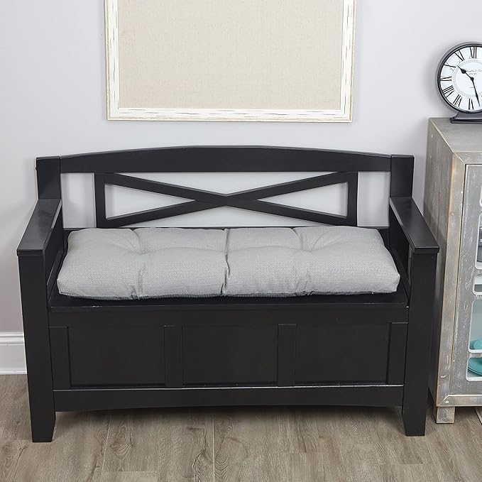 Klear Vu The Gripper Omega Non-Slip Tufted Bench Cushion for Indoor Furniture, Assembled in USA, Entryway Storage, Bay Window, Corner Nook or Piano Seat, 35 Inches, Solid Gray