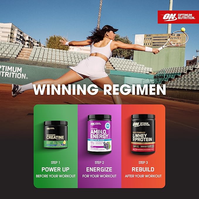 Optimum Nutrition Amino Energy Powder Plus Focus, with BCAA, Electrolytes, and Caffeine, Grape, 30 Servings (Packaging May Vary)