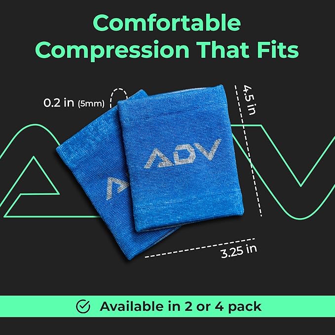ADV Tennis Wristbands with New Age Polyester Cotton Blend - Ultra Absorbent Wrist Sweatbands - Doublewide & Slim Wrist Bands for Sweat - 4 Pack or 2 Pack