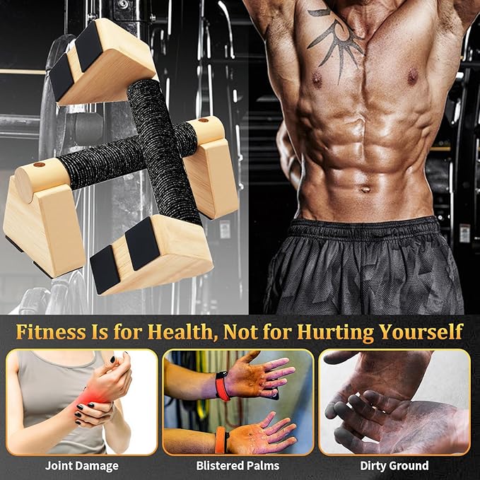 Parallettes Bars - Wooden Calisthenics Equipment for Handstand Training, Push Up Bars & Calisthenics Bar - Handstand Bars and Pushup Handles for Men
