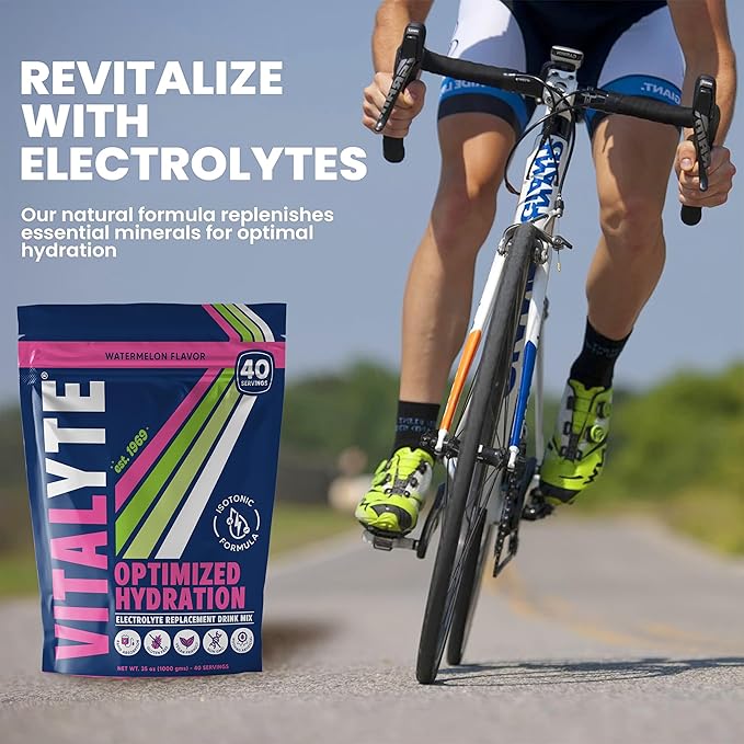 Vitalyte Electrolyte Powder Drink Mix, Isotonic Electrolyte Hydration Mix, Gluten Free Post Workout Powder Mix, Pack of 2, 35 oz. Each, Watermelon Flavor