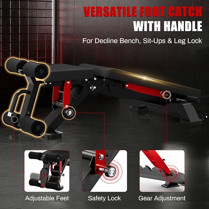 Adjustable Weight Bench - Foldable Workout Bench for Home Gym, PRO Heavy Duty 1300lb Capacity Full Body Strength Training with 8-Level Incline/Flat/Decline Positions & Space-Saving