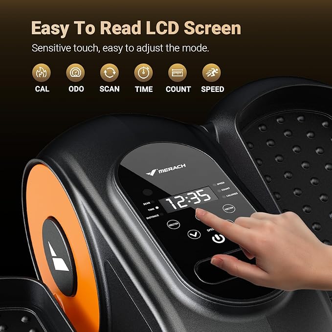 MERACH Under Desk Elliptical Machine, Ellipse Leg Exerciser as Seen on TV for Seniors with Remote Control & 12-Speeds, Quiet Portable Electric Seated Pedal Exerciser Machine for Home Office