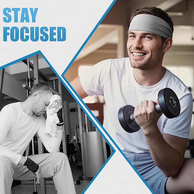 Sukeen Cooling Sports Headbands for Men: Instant Cooling Moisture Wicking Sweatbands Non-Slip, Quick-Dry Elastic Fabric Mens Headband for Gym Running Tennis Training Workout