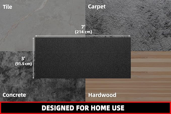 Treadmill Mat, 7'x3'/6'x3'/6'x2.5'/5.6'x2'/4'x2', 6mm Thick Exercise Equipment Gym Mat for Hardwood FloorCarpet, Compatible with Peloton Bike, Indoor Spin Bike, Elliptical