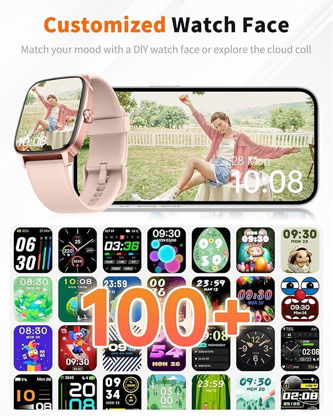 Smart Watch for Men Women Bluetooth Call, 1.85" HD Touch Screen AI Voice Smartwatch, Fitness Tracker with Sleep/Heart Rate Monitor, IP68 Waterproof, 100+ Sports Modes for Android & iOS