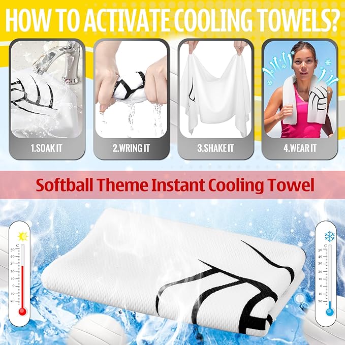 12 Count Volleyball Cooling Towels Volleyball Gifts for Team Soft Sports Breathable Chilly Towels Ice Neck Wrap Workout Sweat Washcloths for Sports Gym Microfiber Dishcloths for Coach Gifts