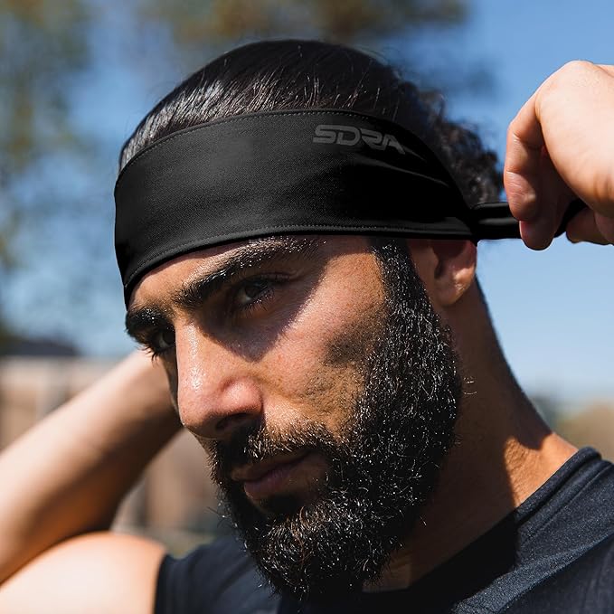 Suddora Tie Headband, Unisex Fabric Sweatband, Moisture Wicking Performance Blend Fabric, Head Tie for Karate, Running, Cycling, Tennis, Cosplay for Ninja Halloween, One Size Fits All