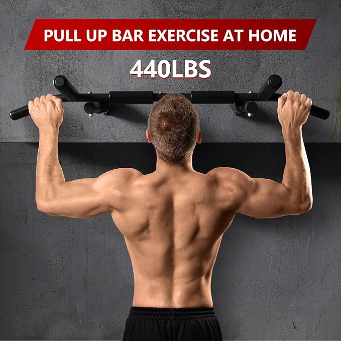 ONETWOFIT Wall Mounted Pull Up Bar, 2 in 1 Pull Up and Dip Bar Station Space Saving Multifunctional Wall Mount Chin Up Bar Indoor Outdoor Strength Training Home Gym Equipment