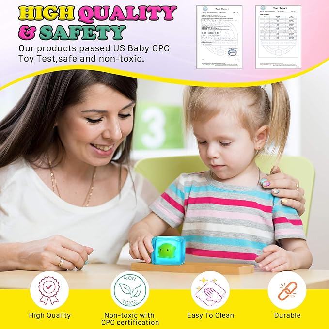 Squishy Stress Cube Fidget Toys Adults - Glow in The Dark Octopus Sensory Toys for Kids with Autism Stress Balls for Kids Squeeze Toys for Anxiety Stress Relief Gifts