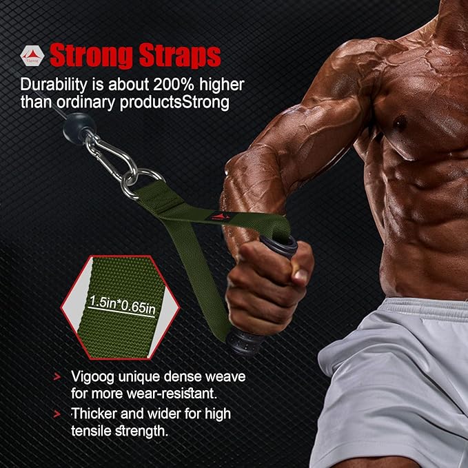 Heavy Duty Gym Exercise Handles Attachment for Cable Machine,Resistance Band,Pulley System Home Fitness Workout Equipment, with Elastic Rubber Grip and 2 Large Carabiners