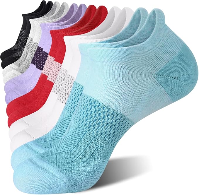 FITRELL 5-6 Pairs Ankle Running Socks for Women Athletic Cushioned Low Cut Tab Sports Socks