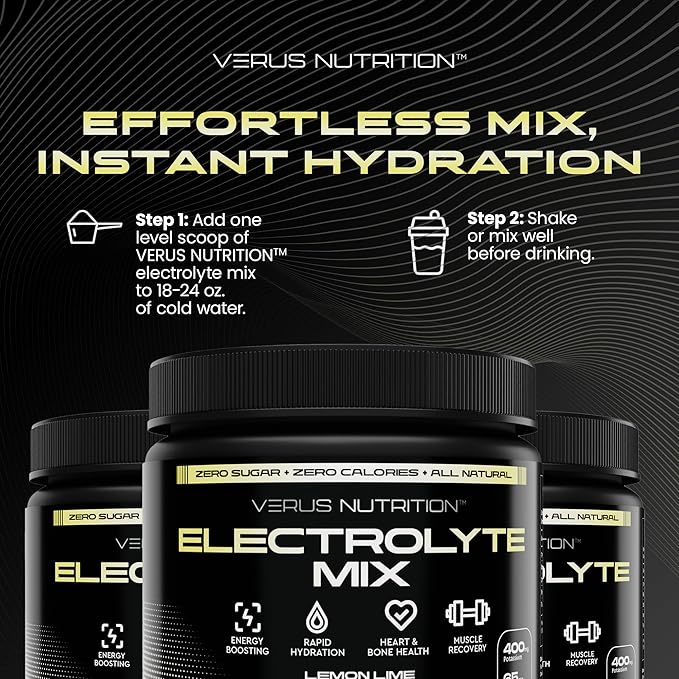 Electrolytes Powder No Sugar- Zero Calorie Hydration Powder | Sugar Free Electrolytes for Fasting, Keto & Vegan | Natural Ingredients Electrolyte Mix for Energy Boost, 60 Servings