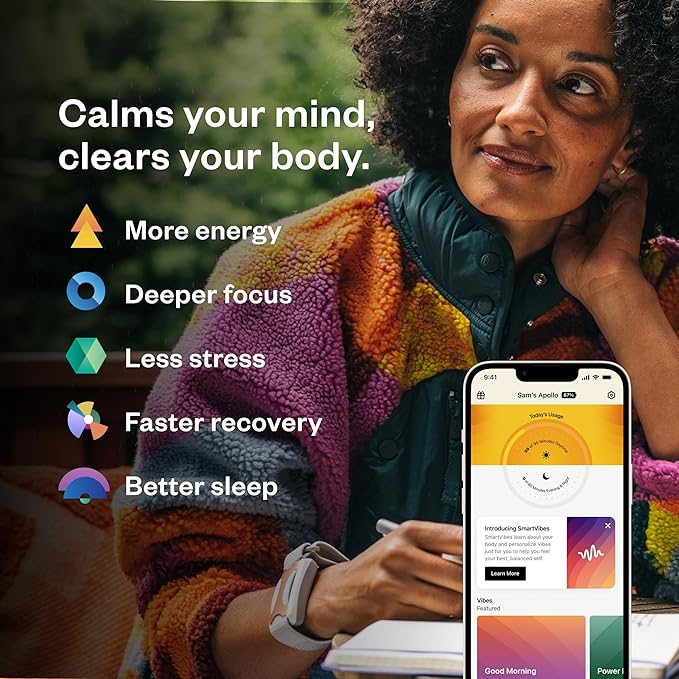 Apollo Neuro Wearable – Award-Winning Sleep & Stress Relief Device – Fall Asleep Faster, Sleep Longer & Deeper – Stimulate Calm, Boost Focus & Relaxation