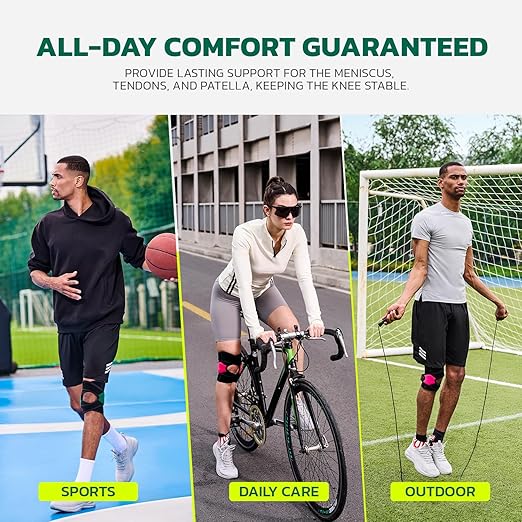 Knee Brace for Women Men Knee Pain Meniscus Tear Arthritis Patella Dislocation Best Osteoarthritis Adjustable Compression with Memory Stabilizers for ACL MCL Breathable for Injury Recovery L