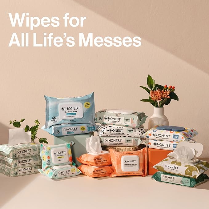 The Honest Company Clean Conscious Multi-Use Wipes, Unscented Hypoallergenic Baby Wipes for Sensitive Skin, 99% Water Plant-Based Compostable Wipes, Geo Mood, 288 Count