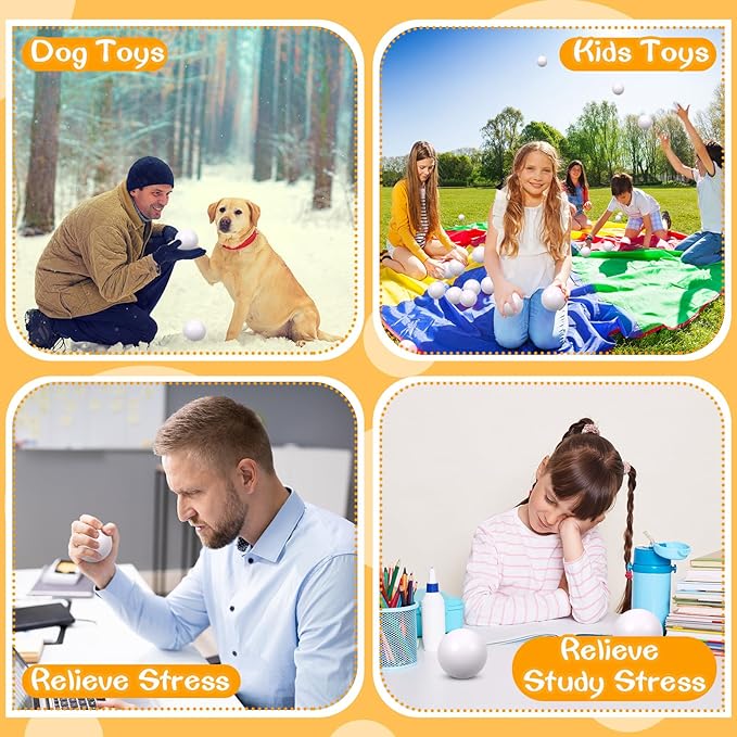 12 Pcs White Foam Stress Ball Squeeze Stress Relief Balls for Kids and Adults Hand Exercise Sensory Relief Toys for Anxiety ADHD Autism (White)