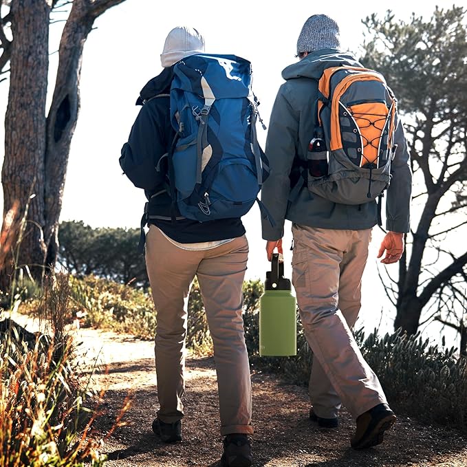 2/3 Gallon Water Bottle Insulated(Cold for 48 Hrs),BPA Free&Leak Proof,87oz Stainless Steel Water Jug/Flask,Big thermo,Large Water Bottle with Handle for Gym,Hiking,Camping,Olive Green