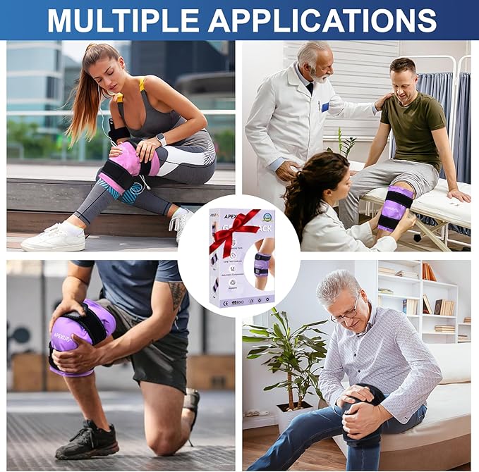 APEXUP Ice Pack for Knee Pain Relief, Large Reusable Wrap After Surgery, Flexible Gel Cold Pack for Injuries, Pain Relief for Back, Shoulder, Elbow, Ankle and Leg (Purple, L 1PK)