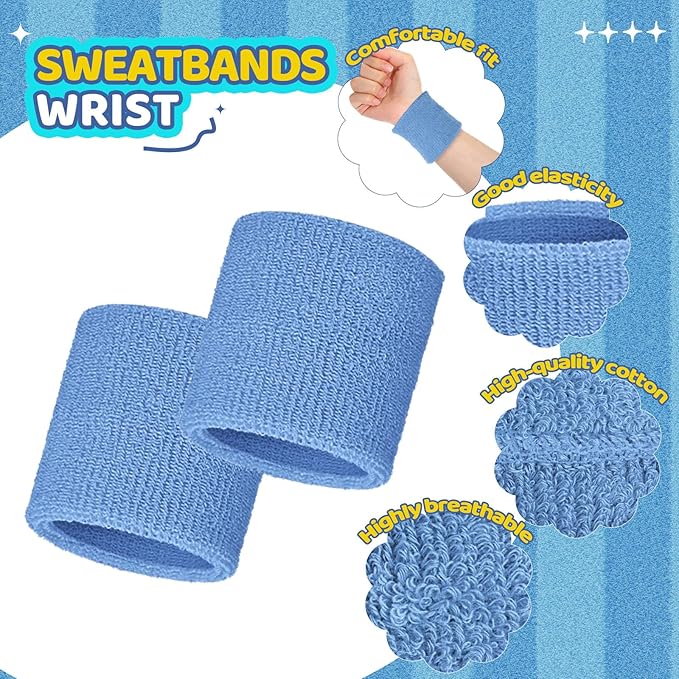 12 Pack Sweatbands Sports Wristband Cotton Sweat Band for Men and Women, Good for Tennis, Basketball, Running, Gym, Working Out