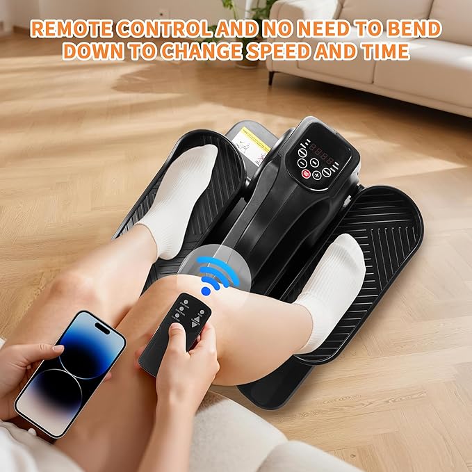 Under Desk Elliptical Machine, Electric Ellipse Leg Exerciser as Seen on TV for Seniors with 12 Speeds and 12 Modes, Portable Seated Pedal Trainer, Romote Elliptical Exerciser for Home Office