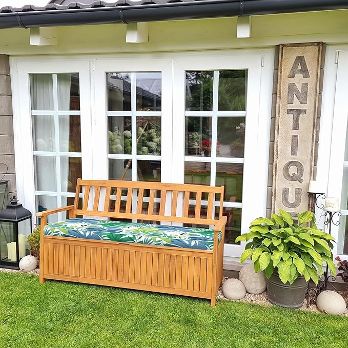 Outdoor Bench Cushion, Patio Furniture Cushion 42 x 18 x 3 Inch, Water Resistant Garden Sofa Swing Pad Settee Loveseat Couch Replacement Cushion, 1 Pack, Islamorada Blue Green