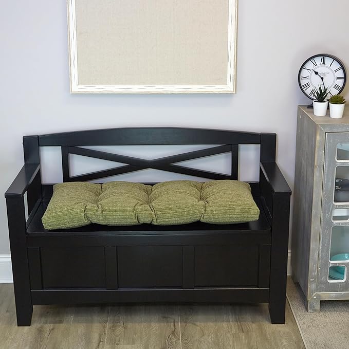 Klear Vu Corner Nook or Piano Seat Omega Non-Slip Tufted Bench Cushion for Indoor Furniture, Entryway Storage, Bay Window, 33 Inches, 11 Green