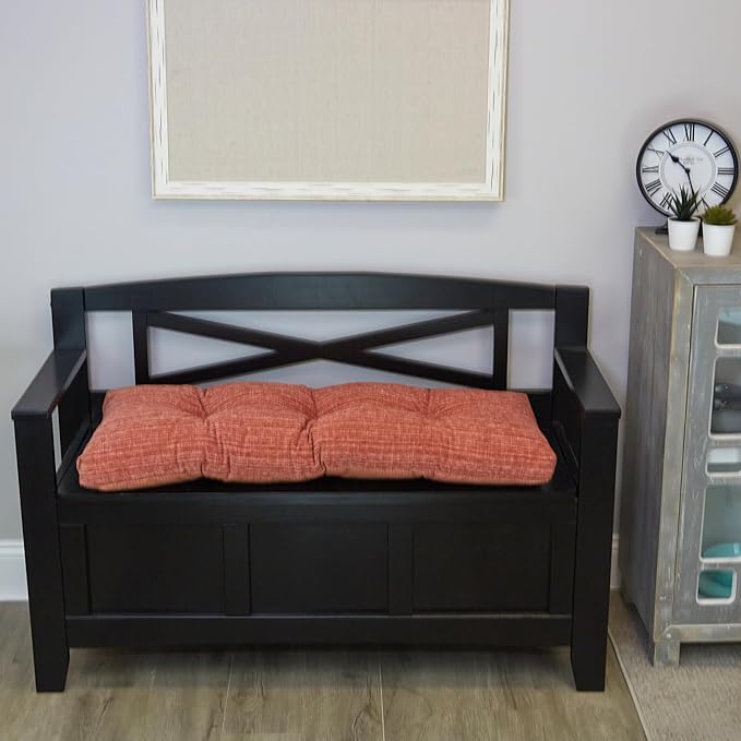 Klear Vu Corner Nook or Piano Seat Omega Non-Slip Tufted Bench Cushion for Indoor Furniture, Entryway Storage, Bay Window, 35 Inches, 20 Clay