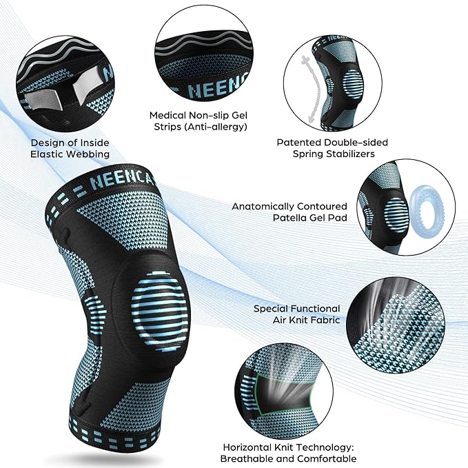 NEENCA Professional Knee Brace for Women/Men, Knee Support with Patella Pad & Side Stabilizers, Compression Knee Sleeve for Knee Joint Pain, Meniscus Tear, ACL, PCL, Runner, Workout - FSA/HSA Approved